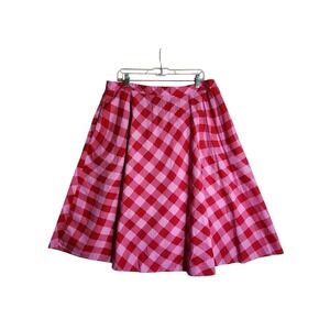 Scoop XXL Plus 20 Pink Red Gingham Midi Skirt A-Line Cottagecore Picnic Flowing